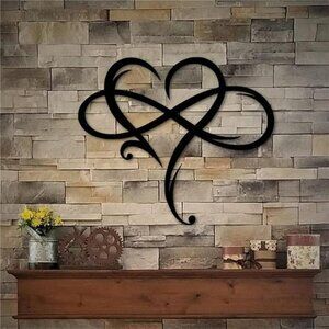 Infinity Heart Wall Decor Unique Metal Steel Plaques Bedroom Ornaments Black